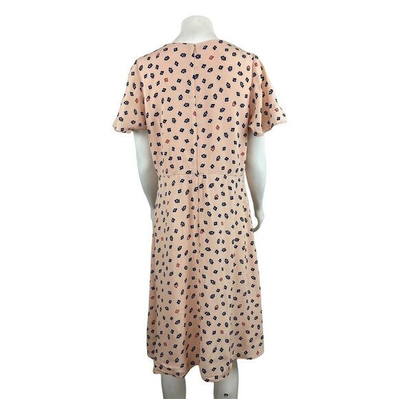 Anthropologie Maeve Geoplanes Dress 10 Short Sleeve Peach Floral - Picture 3 of 7